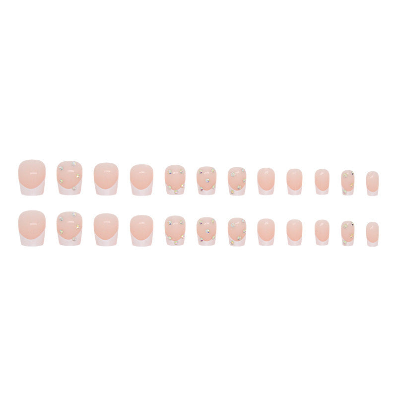 Elegant Rhinestone French Tip Nail Art Bowlift