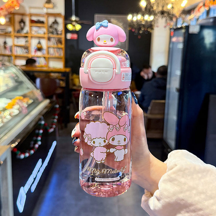 Women's water bottle with interactive lid and cute character design Bowlift
