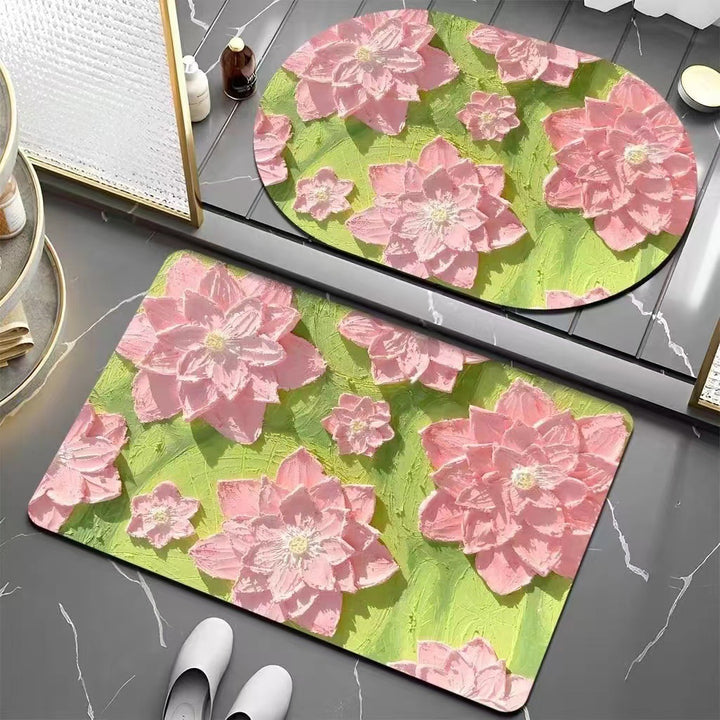 Floral Patterned Bath Mat Bowlift