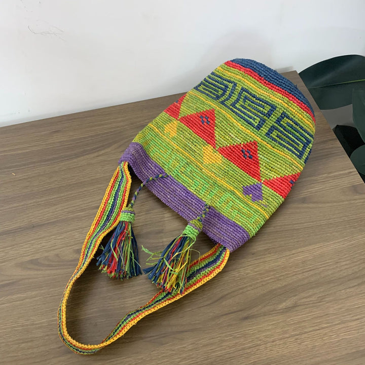 Handmade tote bag with colorful tassels Bowlift