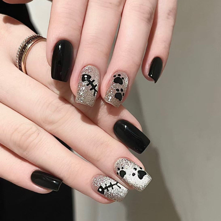 Artistic Press-On Nail Set with Unique Bow Designs Bowlift