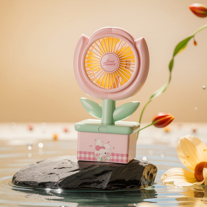 Floral-Themed Portable Desk Fan Bowlift
