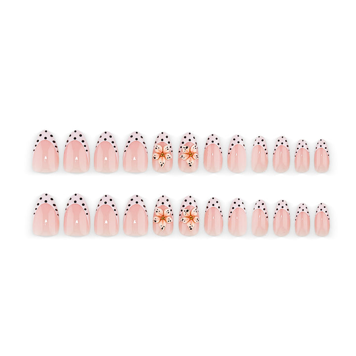 Art Nails in Elegant Flower and Dot Design Bowlift