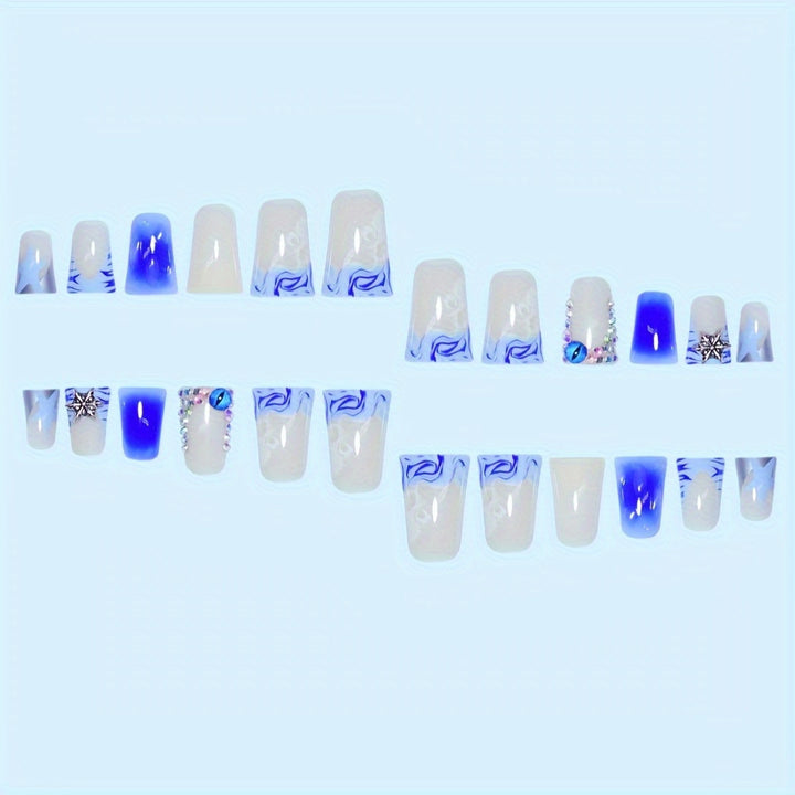 Decorative Press-On Nail Art Set with Gemstone Accents Bowlift