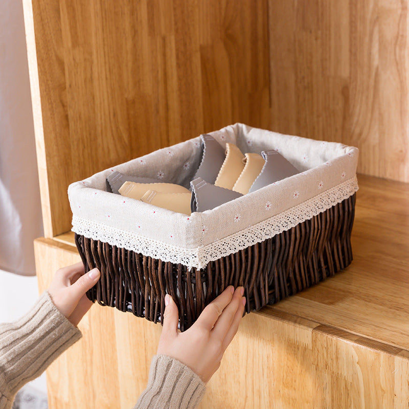 Women’s storage basket with decorative fabric lining Bowlift