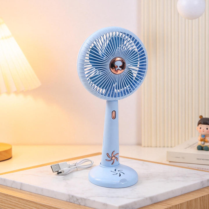 Cooling rechargeable handheld and tabletop fan with detachable base and USB charging Bowlift