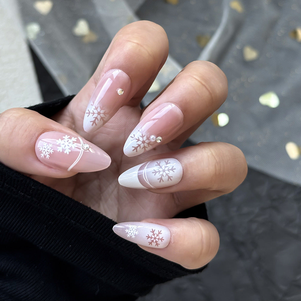 Elegant Winter-Themed Press-On Nails Bowlift