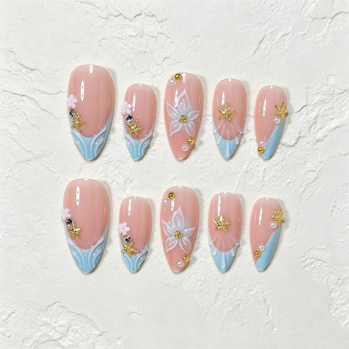 Artistic Butterfly-Themed Press-On Nail Art Bowlift