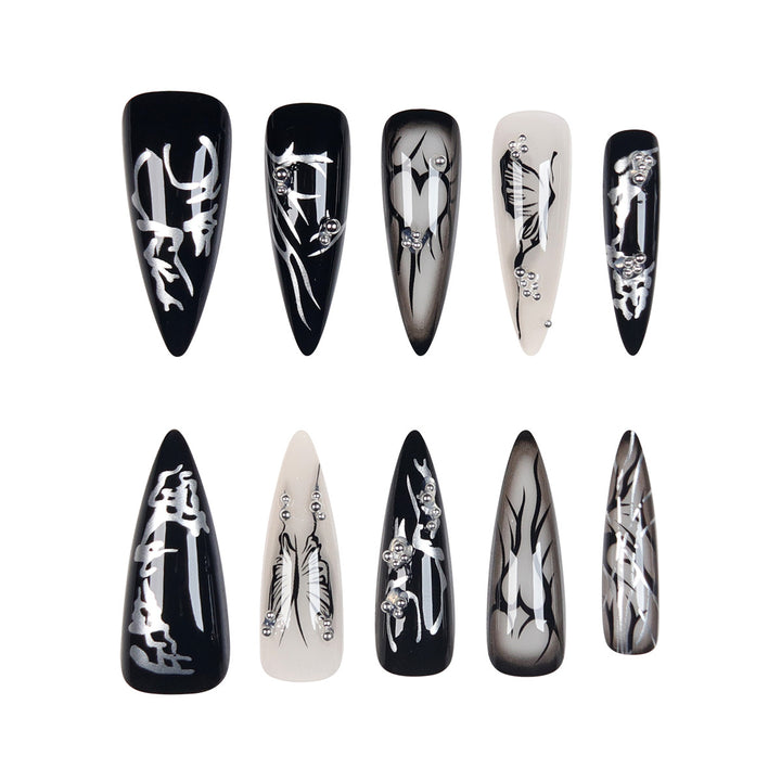 Gothic-Inspired Stiletto Press-On Nails Bowlift