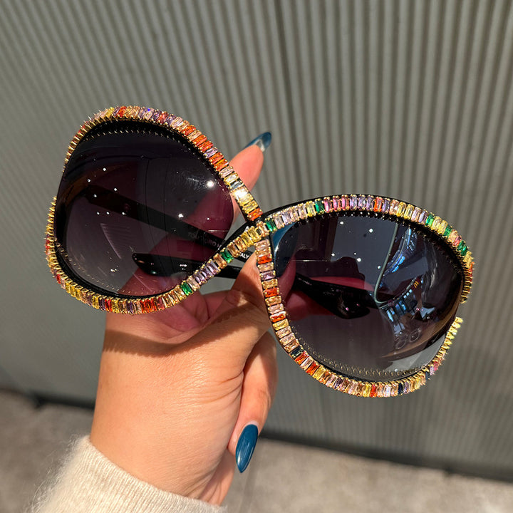 Ladies Trendy Sunglasses with Sparkling Crystal Decor Bowlift