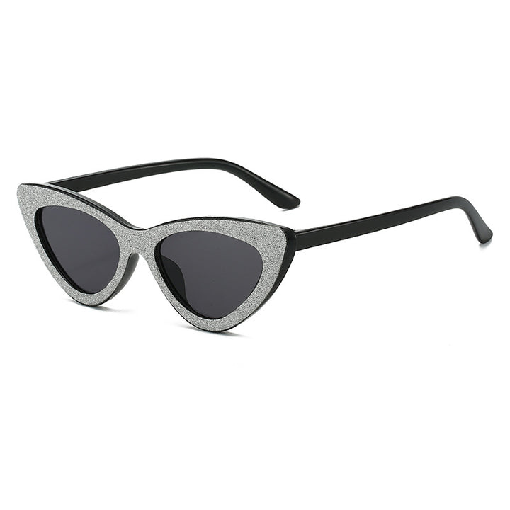 Ladies Cat-Eye Sunglasses with Glamorous Glitter Frame Bowlift