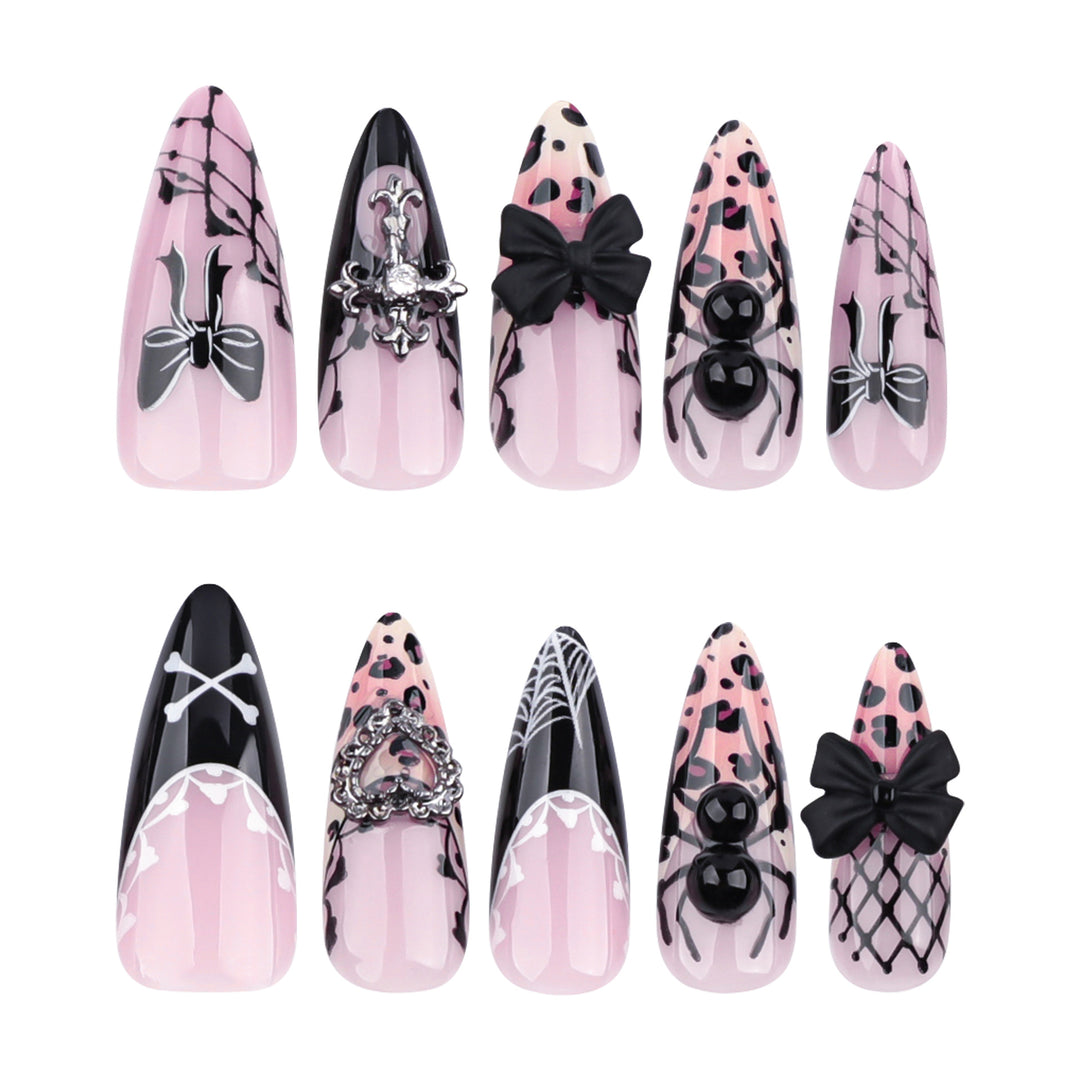 Creative acrylic nails in elegant leopard design Bowlift