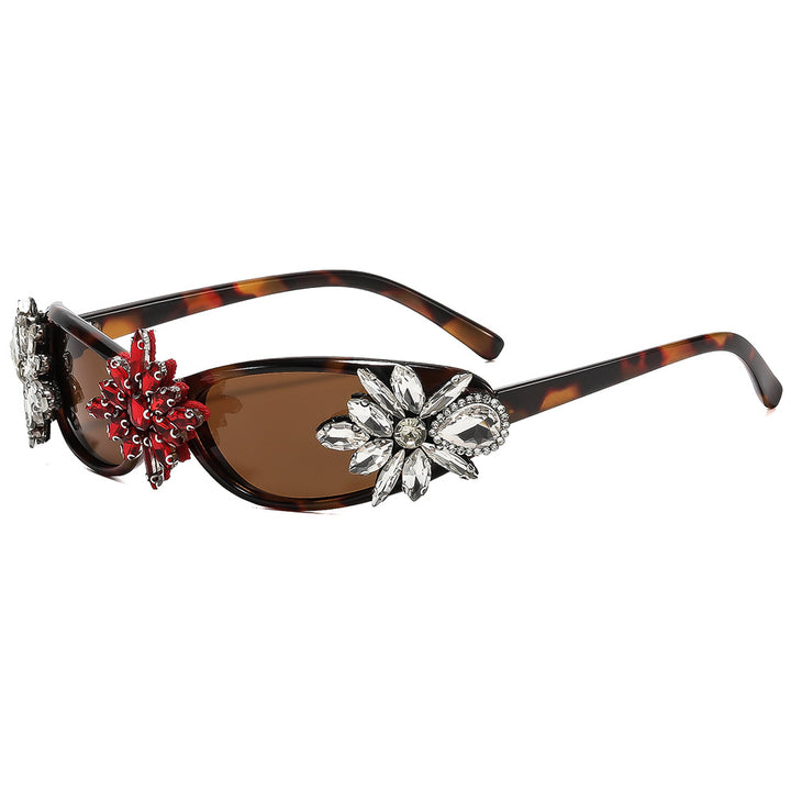 Ladies Glamorous Designer Sunglasses with Floral Accents Bowlift