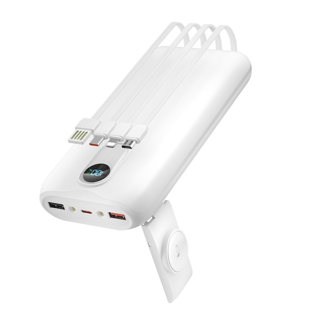 Portable power bank with integrated charging cables and LCD screen Bowlift