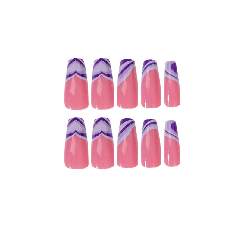 Artistic acrylic nails with creative heart and wave patterns Bowlift