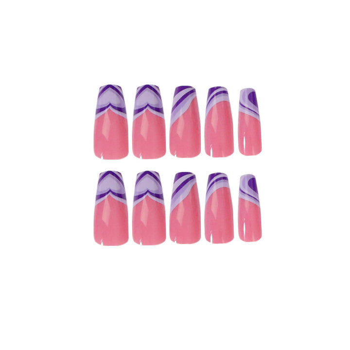 Artistic acrylic nails with creative heart and wave patterns Bowlift