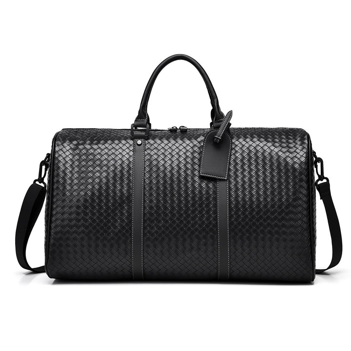 Woven Leather Weekend Travel Duffle Bag Bowlift