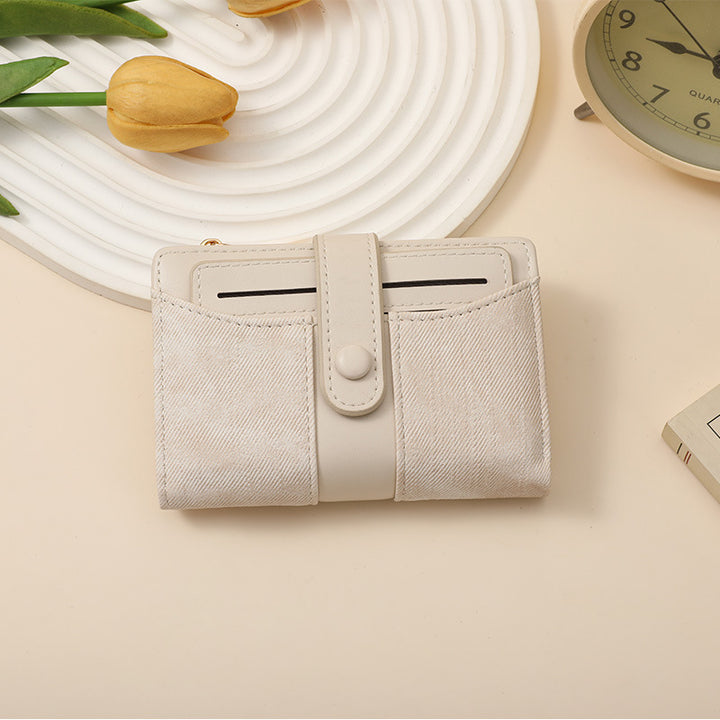 Textured Multi-Pocket Snap Closure Wallet Bowlift