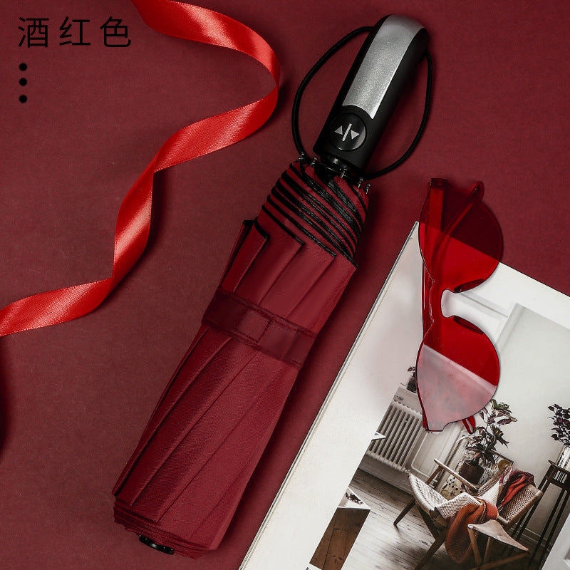 Women's Folding Umbrella with Ergonomic and Elegant Handle Bowlift