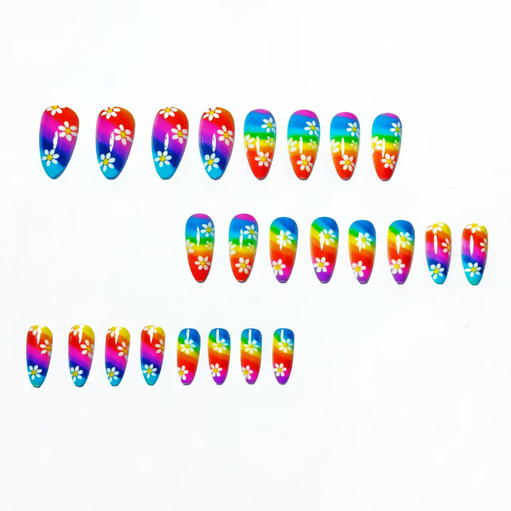 Artistic Floral Rainbow Nail Art Bowlift
