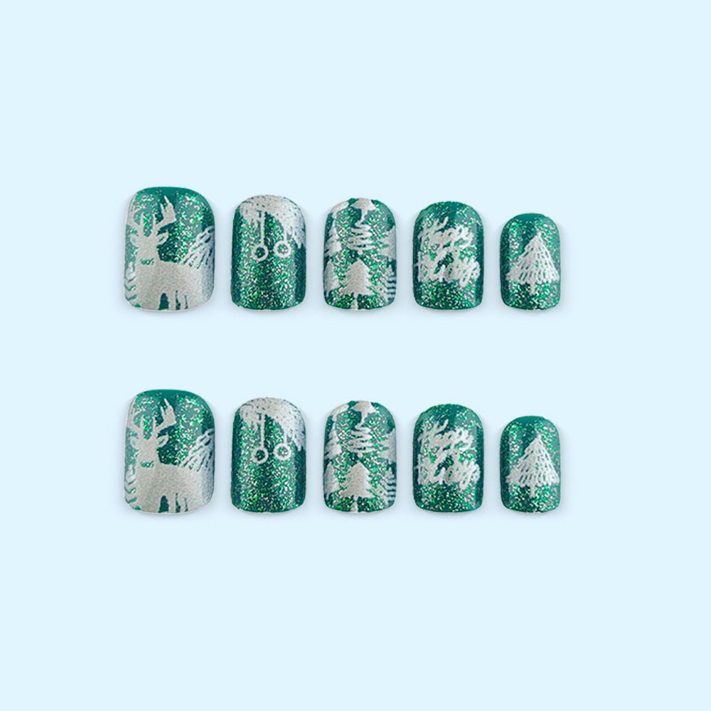 Winter artificial nails with festive motif Bowlift