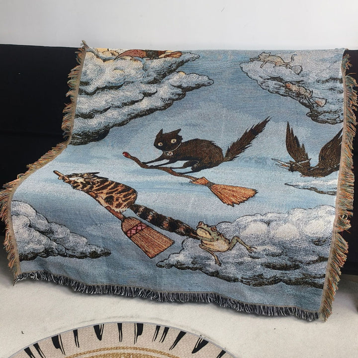 Whimsical Animal-Themed Tapestry Blanket