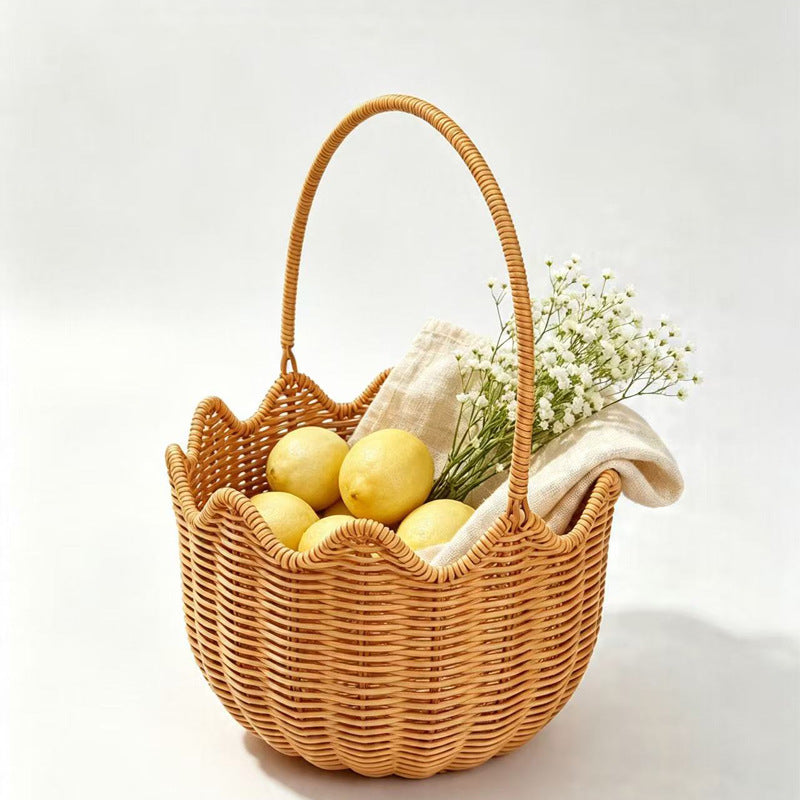 Scalloped Woven Storage Basket Bowlift