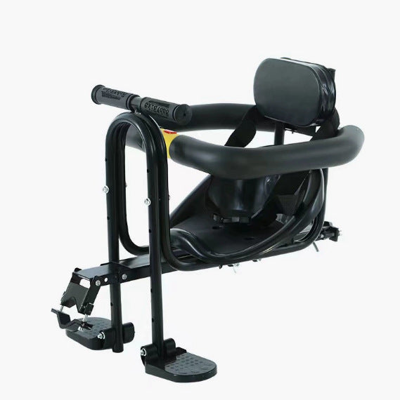 child bike seat with padded safety bar adjustable footrests and supportive reclining backrest Bowlift