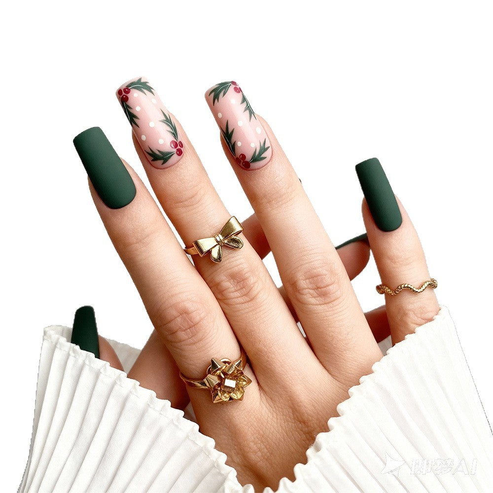 Artificial nail set with festive Christmas design and creative motifs Bowlift
