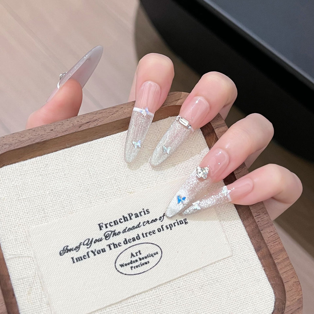 Artisanal Glittery Press-On Nail Extensions Bowlift