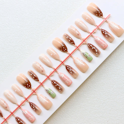 Artistic Floral Press-On Nail Collection Bowlift