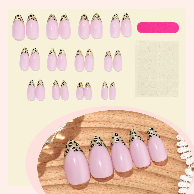 Artificial nail set with leopard pattern Bowlift