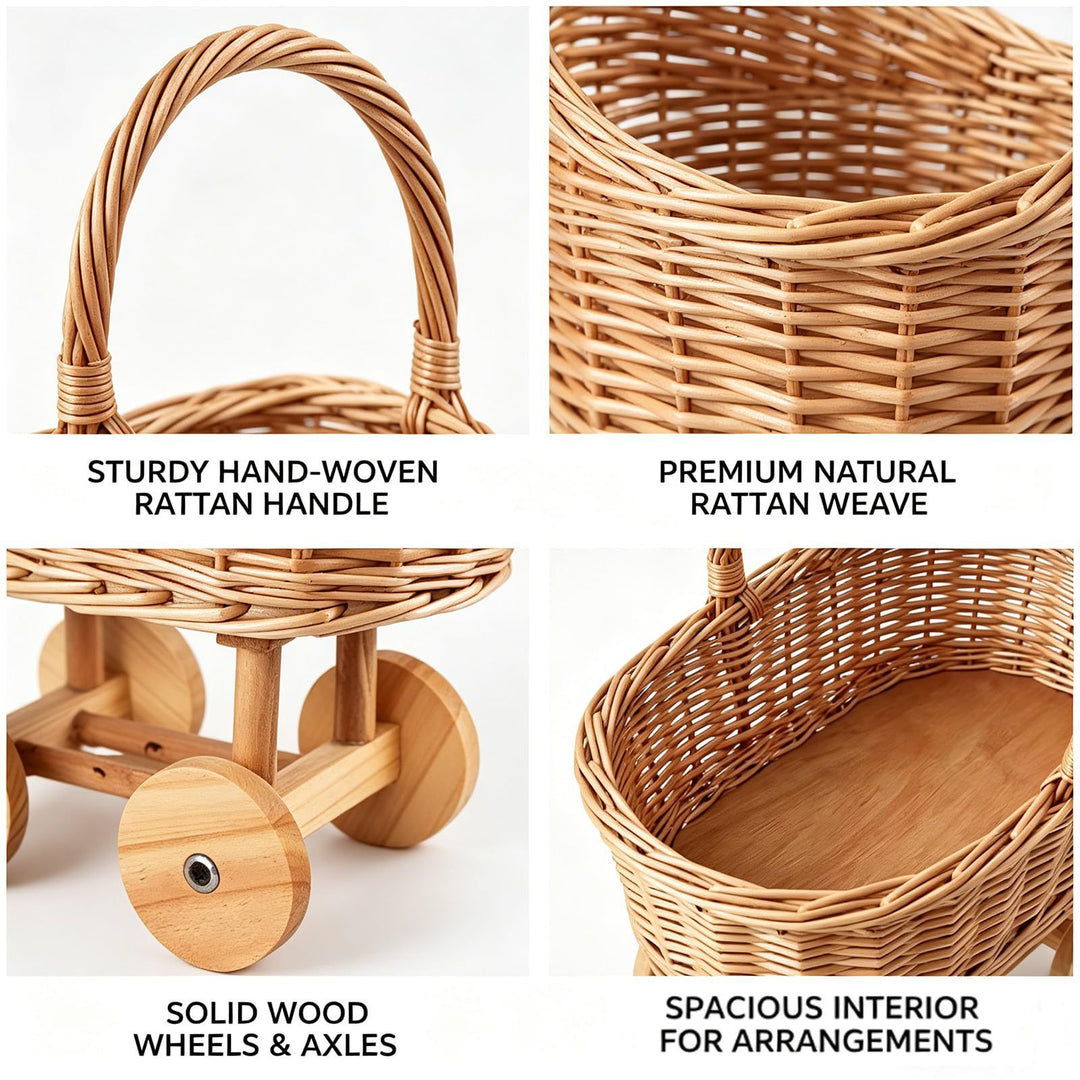 Playful Flower Basket On Wheels Bowlift