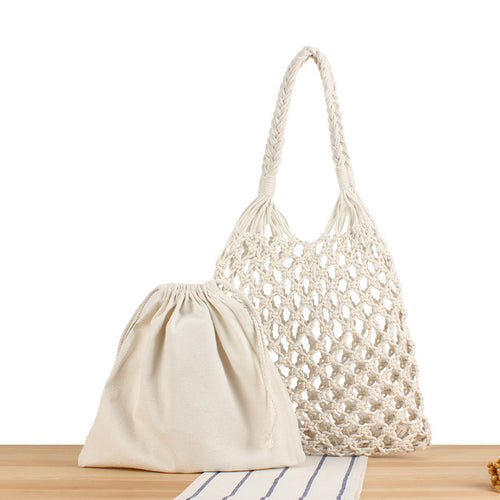 Handmade mesh tote bag with inner pouch Bowlift