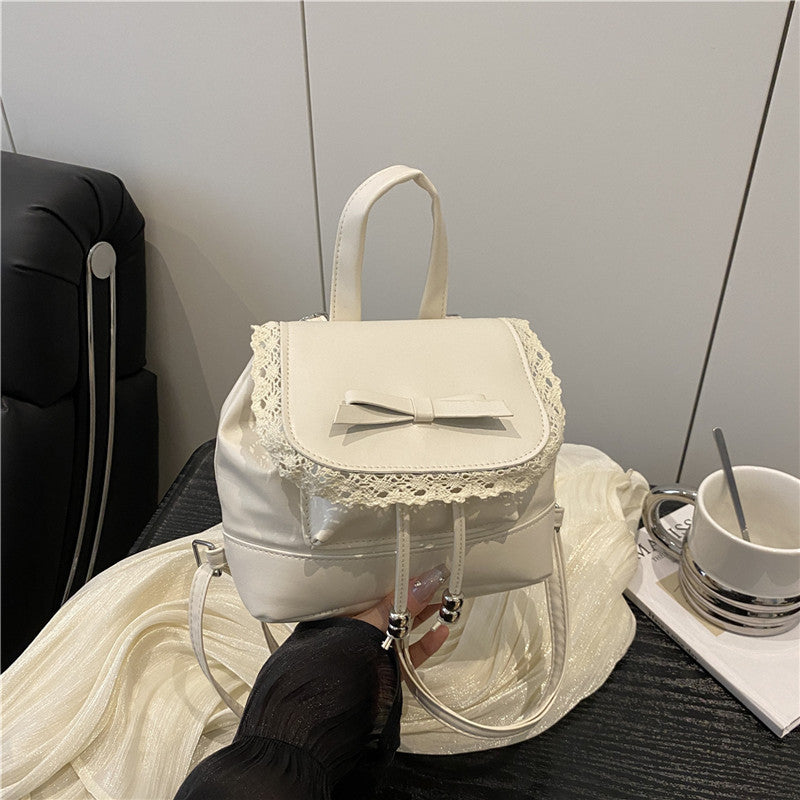 Cute Lace-Trimmed Mini Backpack Bowlift
