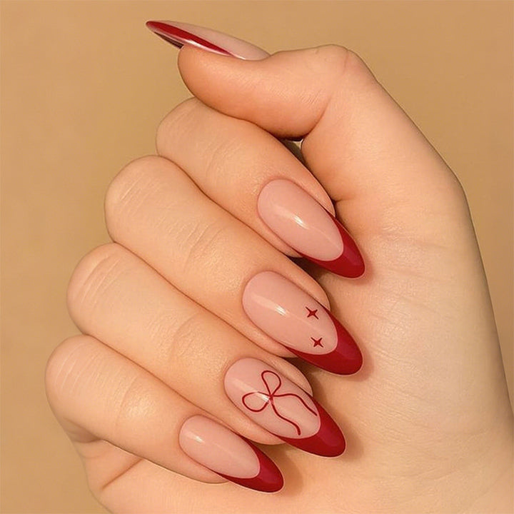 Elegant French Tip Design Press-On Nail Set Bowlift