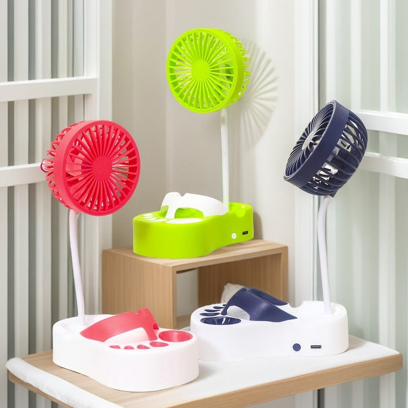 Women's portable USB table fan with flexible gooseneck and integrated light Bowlift
