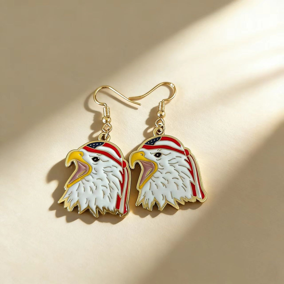 Women's noticeable tassel earrings with American flag pendant and pearl fringes Bowlift