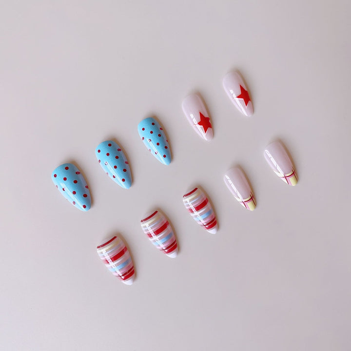 Acrylic nail set with creative and colorful designs Bowlift