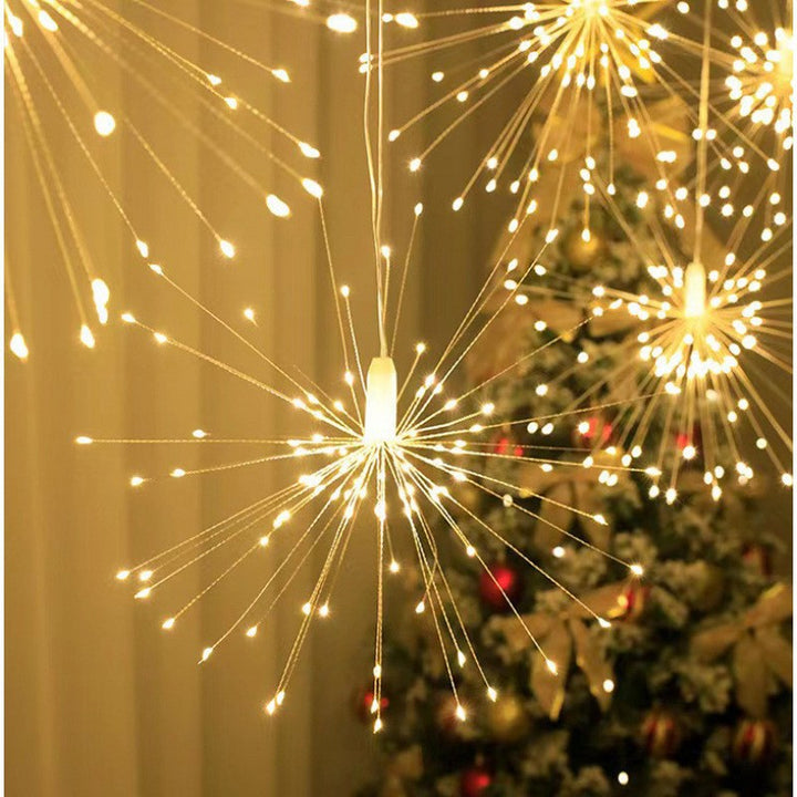 LED Starburst Hanging Pendant Light Decoration With Fiber-Optic Spokes Bowlift