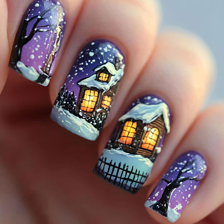 Artistic Winter Scene Nail Art Bowlift