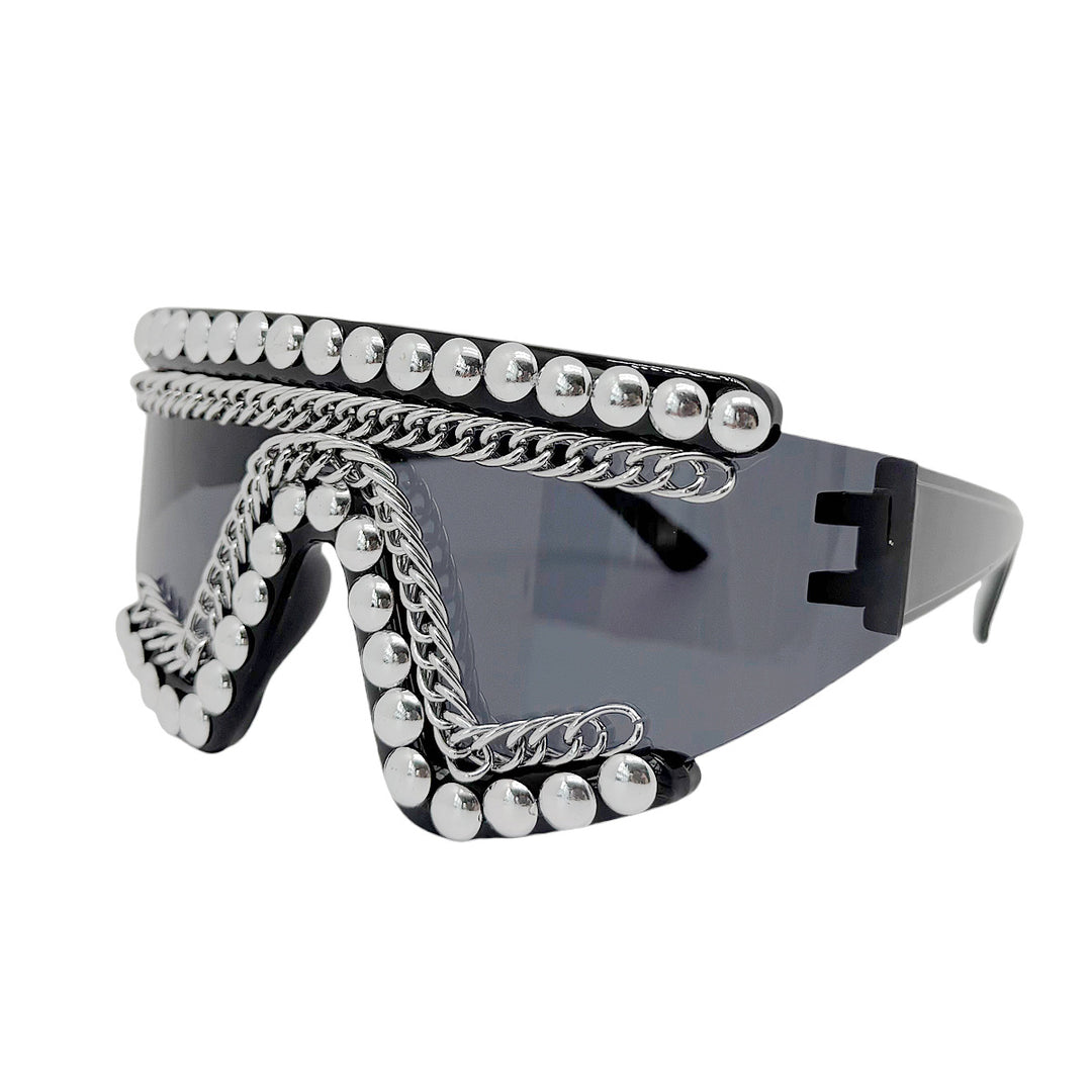 Women's fashion sunglasses with luxurious chain frame and shimmering accents Bowlift