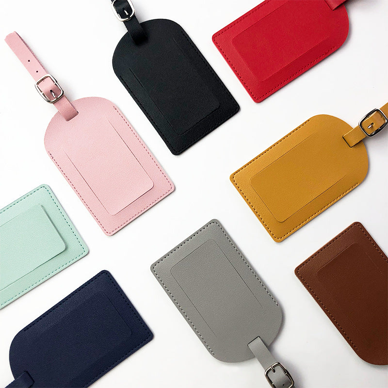Premium Leather Luggage Tag with Adjustable Strap and ID Window Bowlift