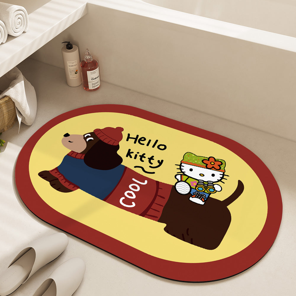 Cute Cartoon Dog Bath Mat Bowlift