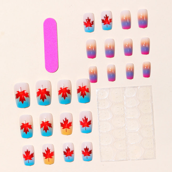 Artistic Maple Leaf Gradient Nail Art Bowlift