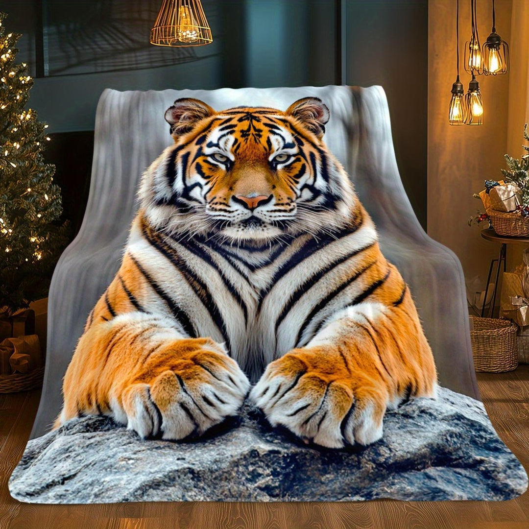 Artistic Tiger-Themed Plush Throw Blanket