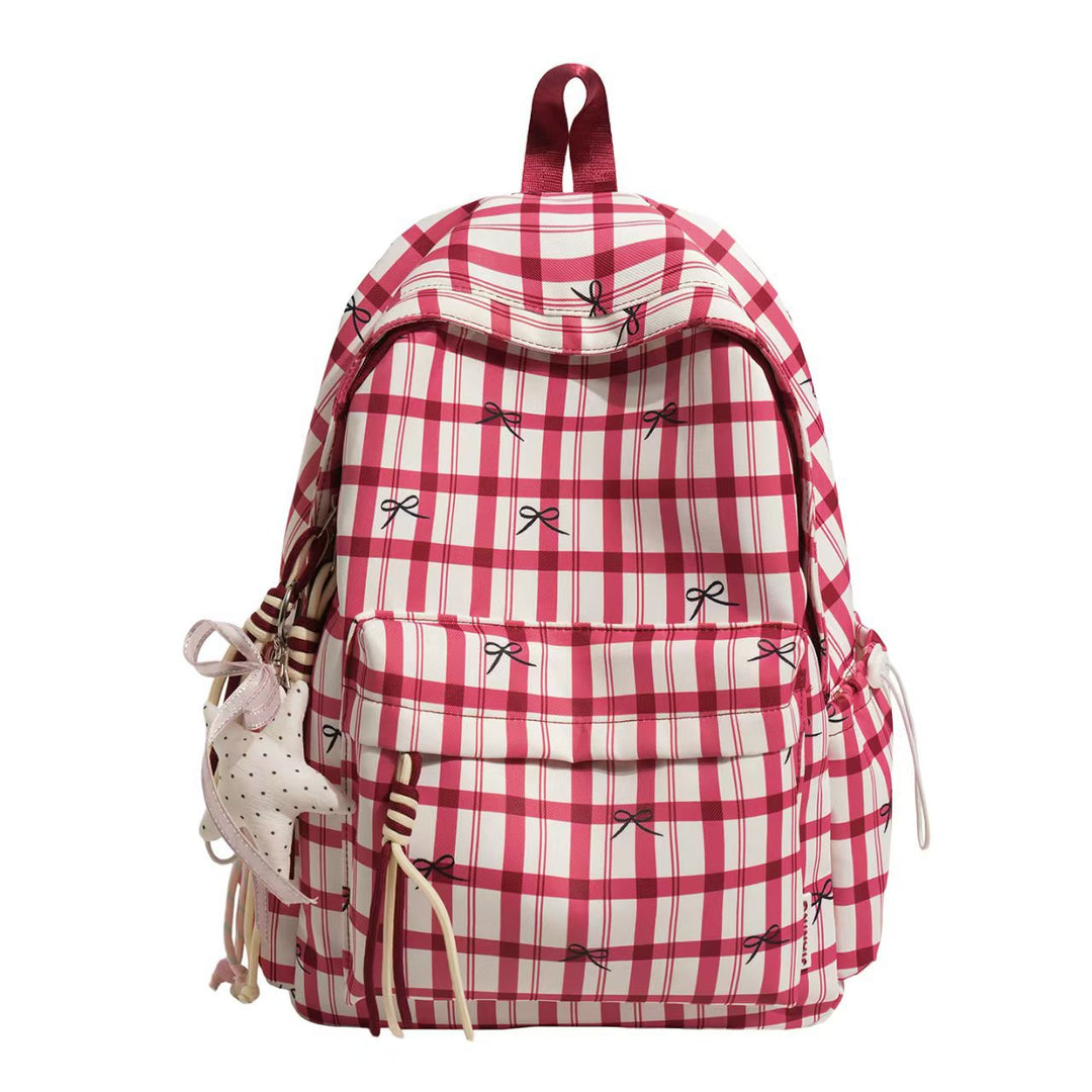 Stylish Plaid Pattern Backpack Bowlift