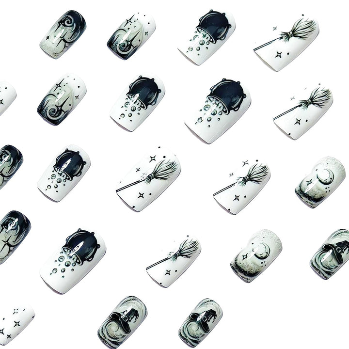Creative acrylic nails with witch motifs Bowlift