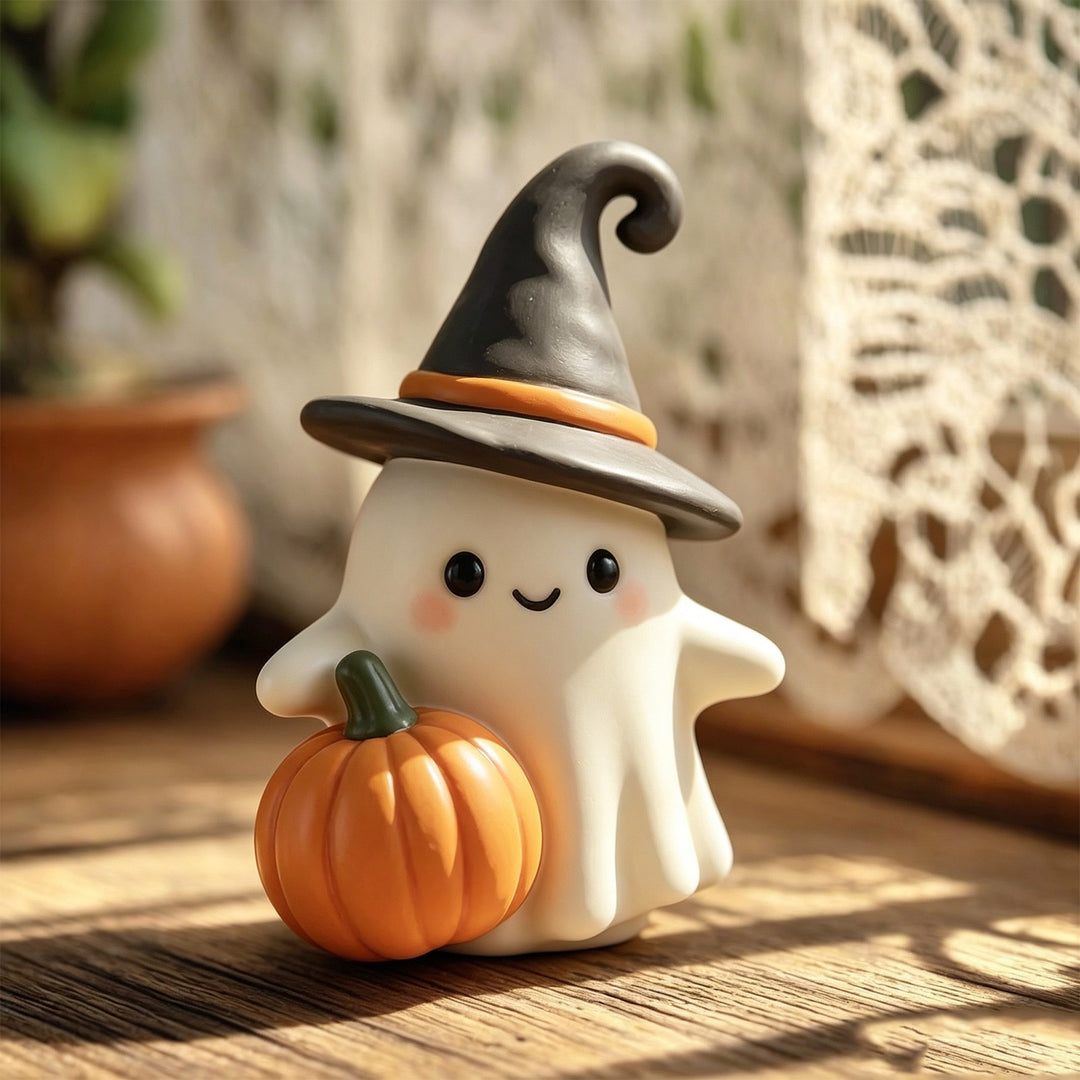 Decorative ghost figure with pumpkin Bowlift
