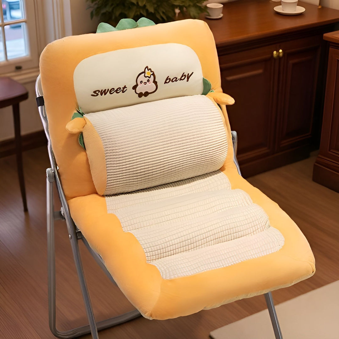 Plush seat cushion with ergonomic back support Bowlift